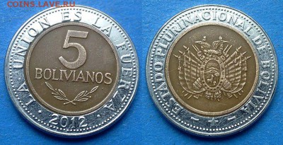 Боливия - 5 боливиано 2012 года (БИМ) до 14.06 - Боливия 5 боливиано 2012