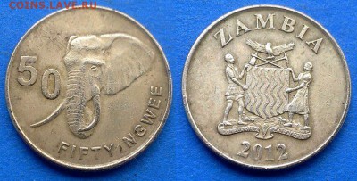 Замбия - 50 нгве 2012 года (Слон) до 14.06 - Замбия 50 нгве 2012