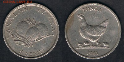 Тонга 5 сенити 1981 "ФАО" до 13.06.19 в 22:00 МСК - Tonga_KM#68_1981_08062019