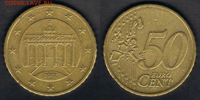 Германия 50 евроцентов 2002 (J) 13.06.19 22:00 МСК - Germany_KM#212_08062019