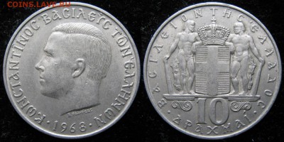 Греция 10 драхм 1968  до 16-06-19 в 22:00 - Греция 10 драхм 1968    162-6-2134