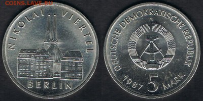 ГДР 5 марок 1987 "Квартал Николаи" до 12.06.19 в 22:00 МСК - DDR_KM#114_10062019