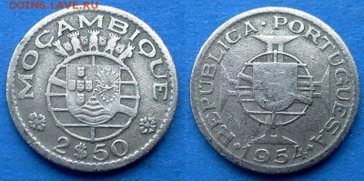 Мозамбик - 2.5 эскудо 1954 года до 16.06 - Мозамбик 2.5 эскудо 1954