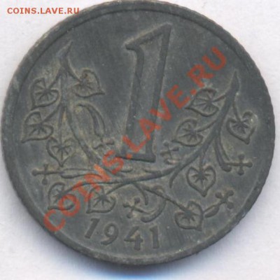 Богемия и Моравия 1 крона 1941 г. До 3.07.11 г. 22-00 МСК. - Крона 41