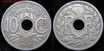 38.Монеты Франции 1918-1941г. - 38.12. -Франция 10 сантим 1932    165-ас9-5001