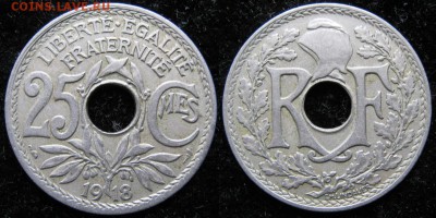 38.Монеты Франции 1918-1941г. - 38.21. -Франция 25 сантим 1918    3016