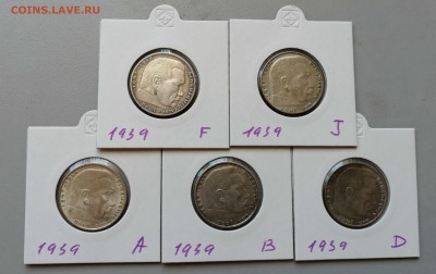 2 марки 1939 5 монет разные дворы до 18.06 до 22-00 - 39-1