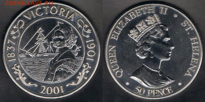 Остров Святой Елены 50 пенсов 2001 "Виктория" до 23.06.19 - SH_KM#20_16062019