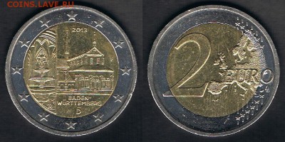 Германия 2 евро 2013 (D) "Баден-Вюртемберг" 25.06.19 22:00 М - Germany_KM#314_19062019