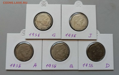 2 марки 1938 5 монет разные дворы до 26.06 до 22-00 - 38-1