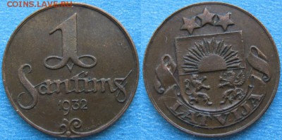 Латвия 1 сантим 1932  до 26-06-19 в 22:00 - Латвия 1 сантим 1932    187-ас45-9648