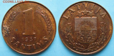 Латвия 1 сантим 1937  до 26-06-19 в 22:00 - Латвия 1 сантим 1937   105-ak3- 2829
