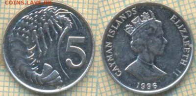 Каймановы острова 5 центов 1996 г., до 26.06.2019 г. 22.00 п - Каймановы ова 5 центов 1996
