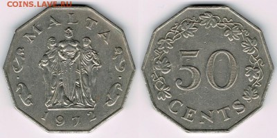 Мальта 50 центов 1972 "Великая Осада Мальты" 26.06.19 22:00 - Malta_KM#12_20062019
