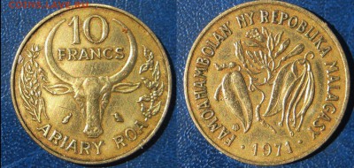 МАДАГАСКАР 10 франков 1971 г. До 24.06 В 22-00 МСК - 10 фран