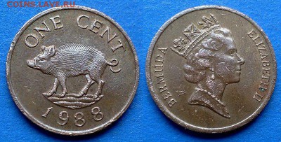 Бермуды - 1 цент 1988 года (немагнетик) до 26.06 - Бермуды 1 цент 1988