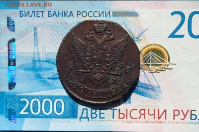 5 копеек 1791 года АМ - 5 копеек 1791-6
