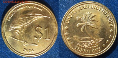 КОКОСОВЫЕ острова 1 доллар 2004 г До 24.06 В 22-00 МСК - 1 кокос