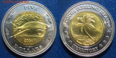 КОКОСОВЫЕ острова 5 долларов 2004 г До 24.06 В 22-00 МСК - 5 кокос