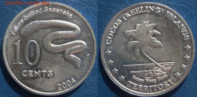 КОКОСОВЫЕ острова 10 центов 2004 г До 24.06 В 22-00 МСК - 10С