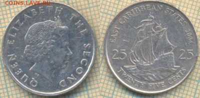 Восточные Карибы 25 центов 2004 г., до 27.06.2019 г. 22.00 п - Восточные Карибы 25 центов 2004  6220