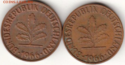 Германия 2 пфеннига 1966 г.G,F до 24.00 28.06.19 г. - 010