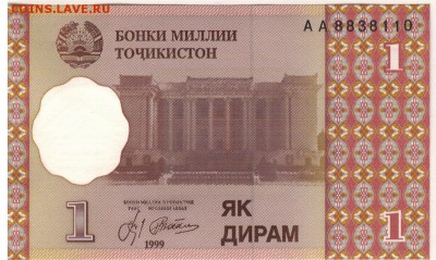 ТАДЖИКИСТАН ДИРАМ 1999 ДО 28.06.19 В 22.00МСК - 1-1тад1д1