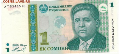 ТАДЖИКИСТАН СОМОНИ 1999 ДО 28.06.19 В 22.00МСК - 1-1тад1с11