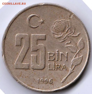 Турция 25000 лир 1996 г.  до 24.00 29.06.19 г. - 047