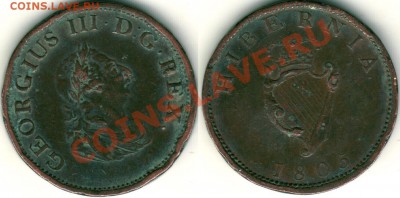 Ирландия, пол пенни 1805, до 21-00мск 05.07 - ire-hp-1805
