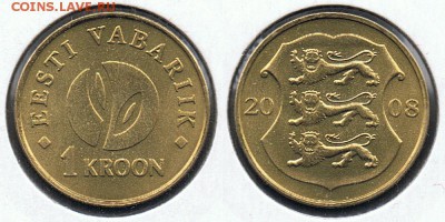 Эстония 1 крона 2008 "90 лет Эстонии" 01.07.19 22:00 - Estonia_KM#44_25062019