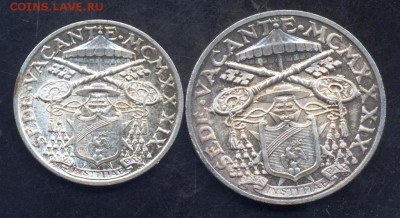 Ватикан 5 и 10 лир 1939 г.    1.07. 19 г. 22 -00 МСК. - Ватикан оценка