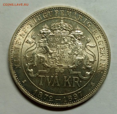 Швеция. 2 кроны 1897 юбилей правления Оскара II, UNC - P_20190626_001113_1