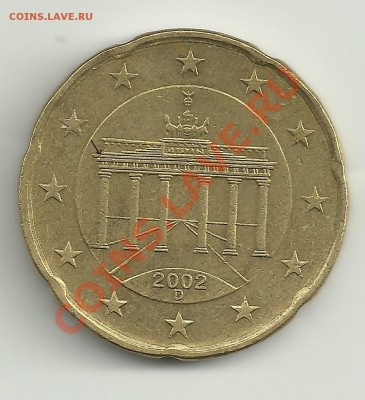20 евро центов 2002г.Германия брак - Изображение 2216