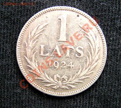 Латвия 50 сантимов 1922 года и 1 лат (серебро) 1924 года - Латвия 1 лат 1924 Ag аверс a