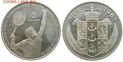 Крона Ниуэ 5 долларов 1987 Борис Беккер - 27445.750x0