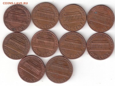 США 1цент-10 монет (1969-79г.г.) - 1 Цент-10шт А 69-79