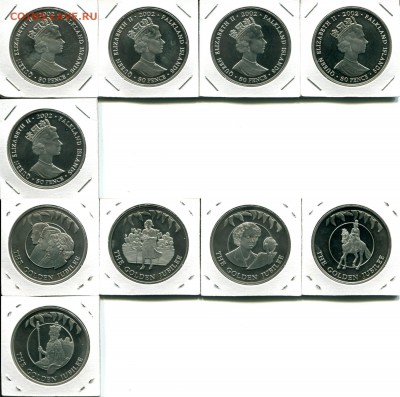 Фолкленды набор 1Кр 5шт 2002 QEII до 02.07.19 22-00 мск - Falkland 50p 2002 GJ