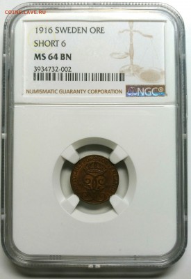 Швеция. 1 öre 1916 short "6" NGC MS64BN до 3 июля 22-30 - P_20190628_205113_1_1_1