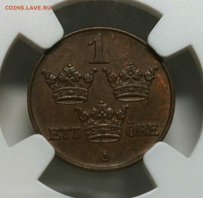 Швеция. 1 öre 1916 short "6" NGC MS64BN до 3 июля 22-30 - P_20190628_205223_1_1