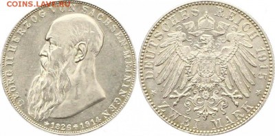 Германия 2 марки Саксен меиненген посмертный на оценку - 2