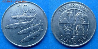 Исландия - 10 крон 1987 года до 5.07 - Исландия 10 крон 1987