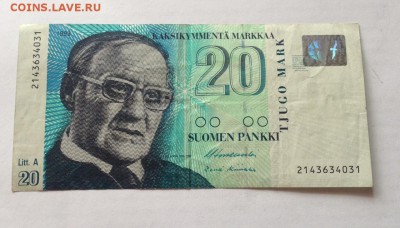 20 марок Финляндия 1993(1997)г. , до 06.07.19г. - 20f