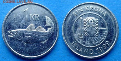Исландия - 1 крона 1999 года до 5.07 - Исландия 1 крона 1999
