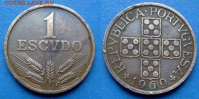 Португалия - 1 эскудо 1969 года до 5.07 - Португалия 1 эскудо 1969