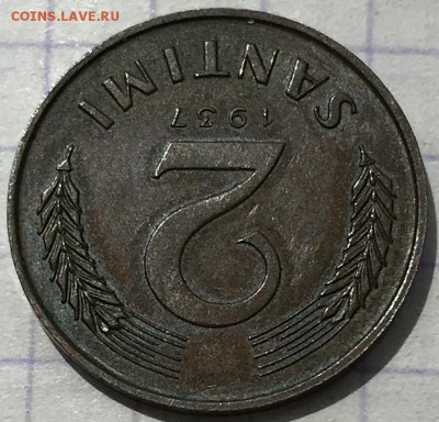 2 сантима, 1937 год. Латвия - 310B89E8-0464-4F86-82F4-504640503700