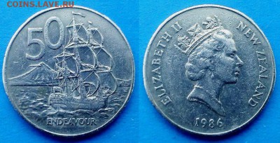Новая Зеландия - 50 центов 1986 года (Парусник) до 5.07 - Новая Зеландия 50 центов 1986