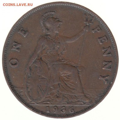 Англия 1 пенни 1936 до 3.07 в 22.00 - 156-2