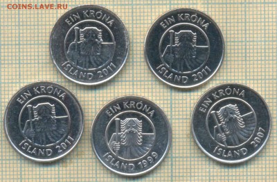 Исландия 1 крона 1981-2011 г., фикс - Исландия 1 крона фикс с