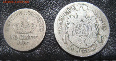 Франция 50 сантимов 1867, 1 франк 1868 - Н 3.JPG